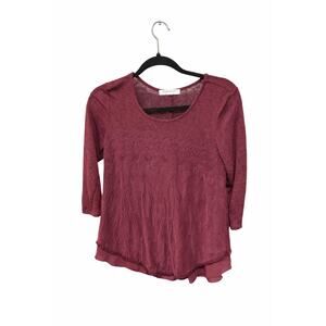 Living Doll LA Medium Boho Lace Peplum Burgundy 3/4 Sleeve Romantic Vamp Goth